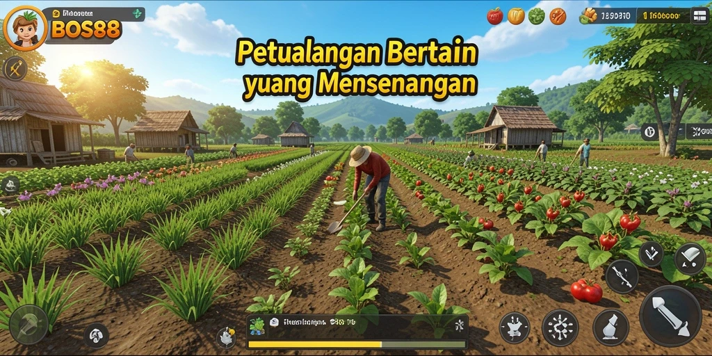 Gameplay menarik dalam <strong>BOS88</strong> menampilkan berbagai aktivitas bertani.