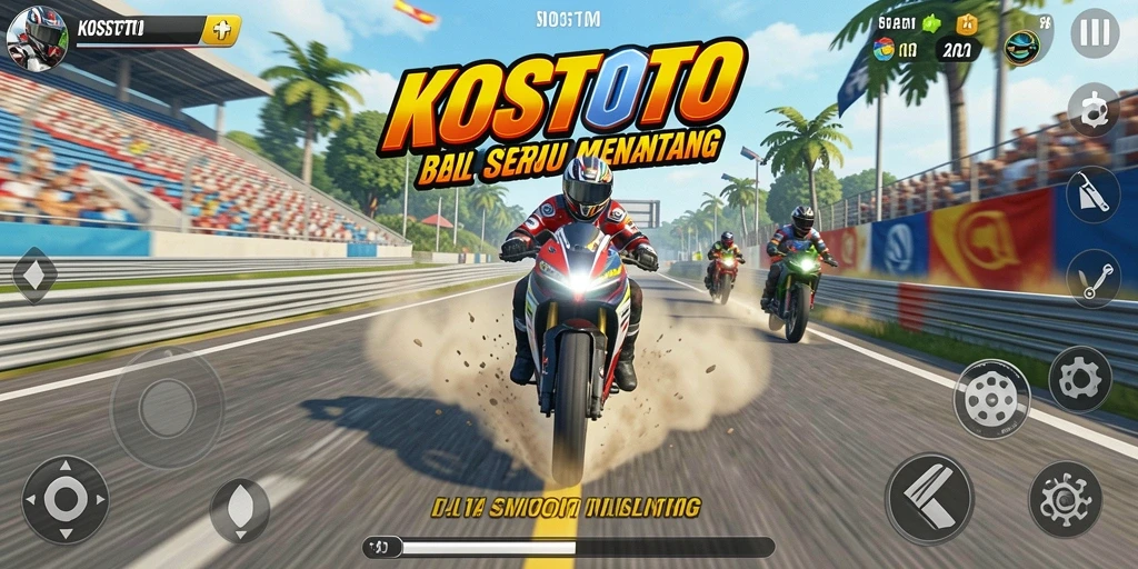 Gameplay KOSTOTO dengan aksi balapan motor yang intens.