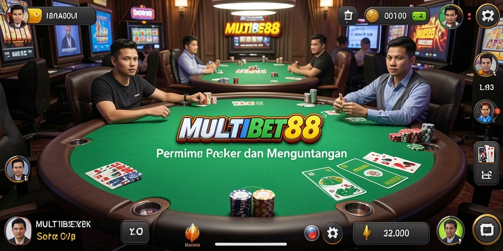 Tampilan gameplay seru Poker di MULTIBET88 dengan interaksi pemain.