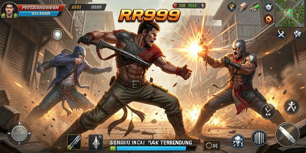 Screenshot dari gameplay RR999 menampilkan pertarungan seru dan aksi mendebarkan.