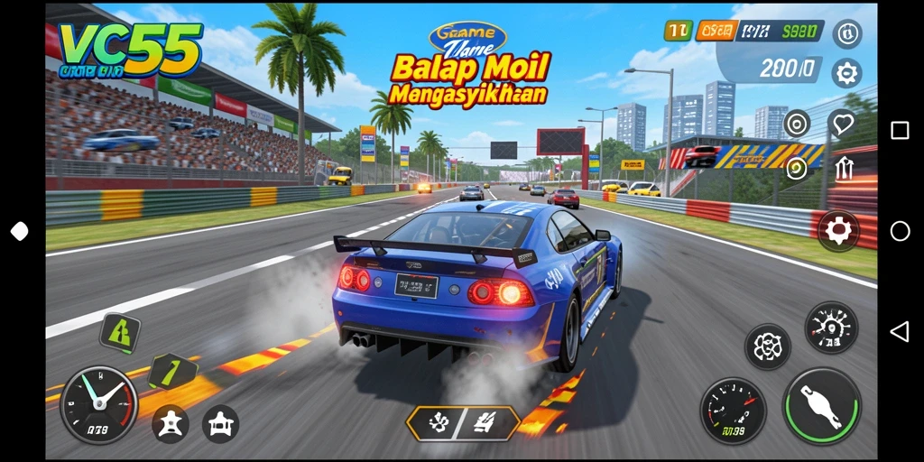 Tampilan mendebarkan dari gameplay balap mobil VC55.